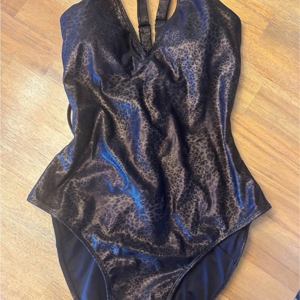 Leopard Print One Piece Swimsuit and Skirt